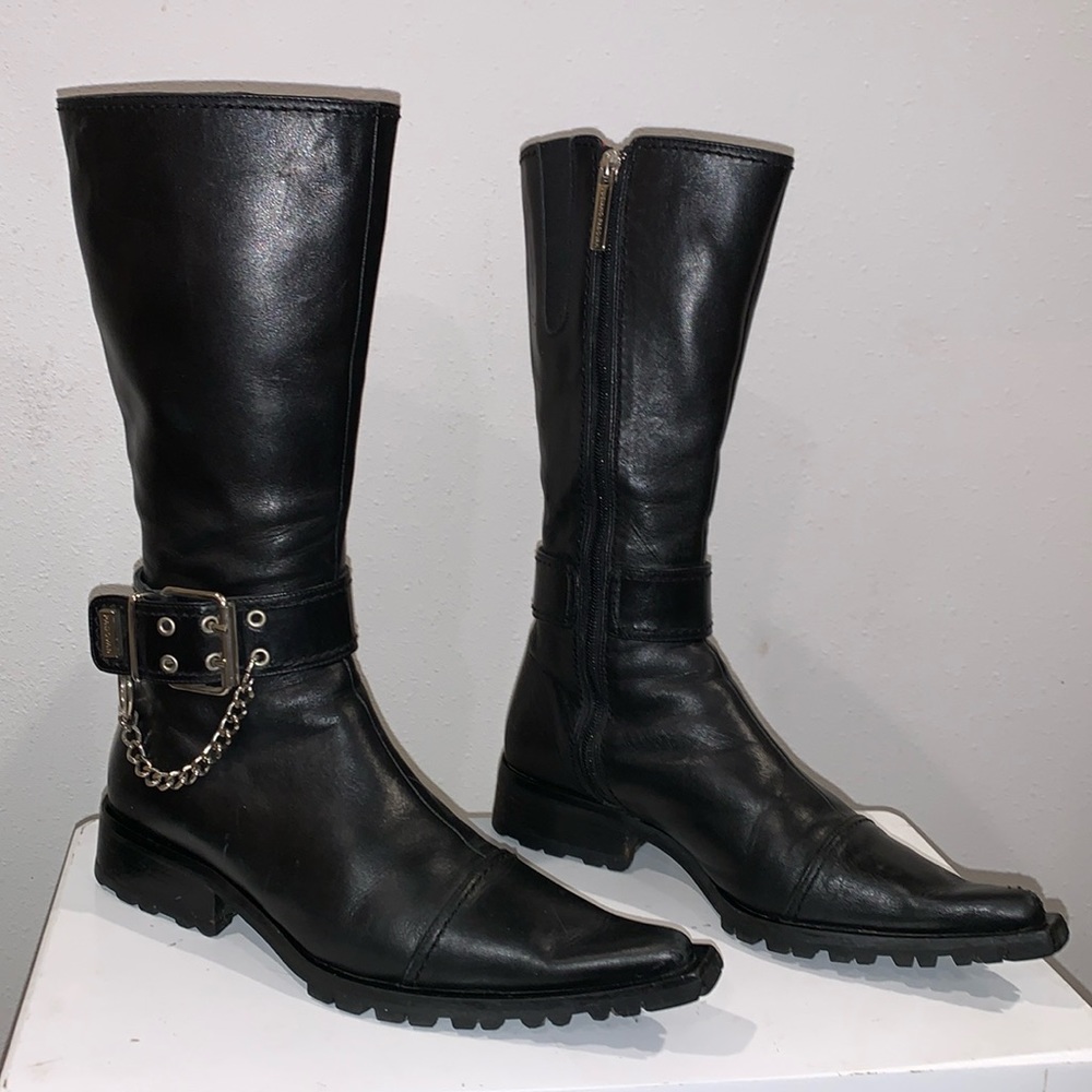 LUCIANO PADOVAN POINTED TOE LEATHER BLACK BOOTS SIZE 36